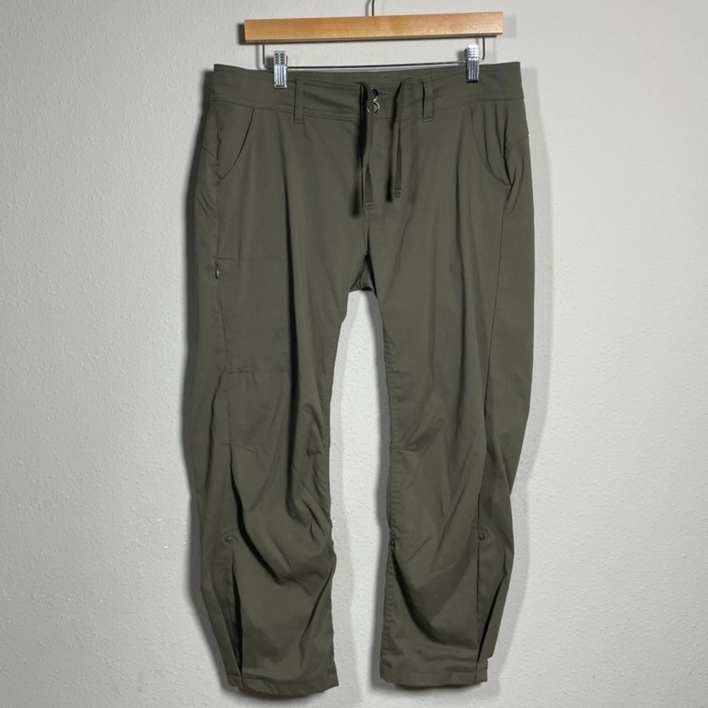 prAna Halle Crop Pants Women 12 Green Stretch Zion Hiking Outdoor Utility